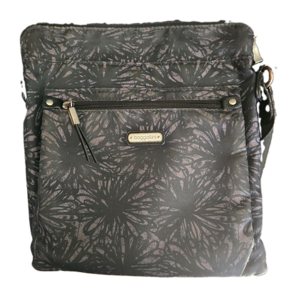 Baggallini Go Bagg Midnight Blossom Floral Lightweight Crossbody Bag 11" x 10"